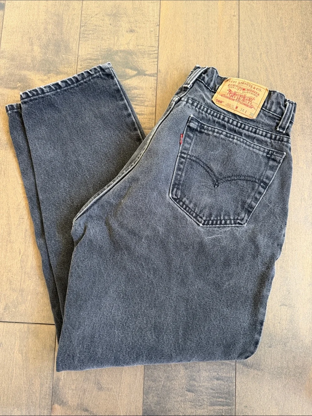 Vintage 1995 Levi’s 560 Black Denim Tapered Jeans Pants W34 L30 Loose Fit